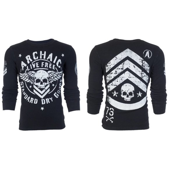 ARCHAIC by AFFLICTION Mens LONG SLEEVE THERMAL Shirt STRONG CREST Biker $58 - Picture 1 of 9